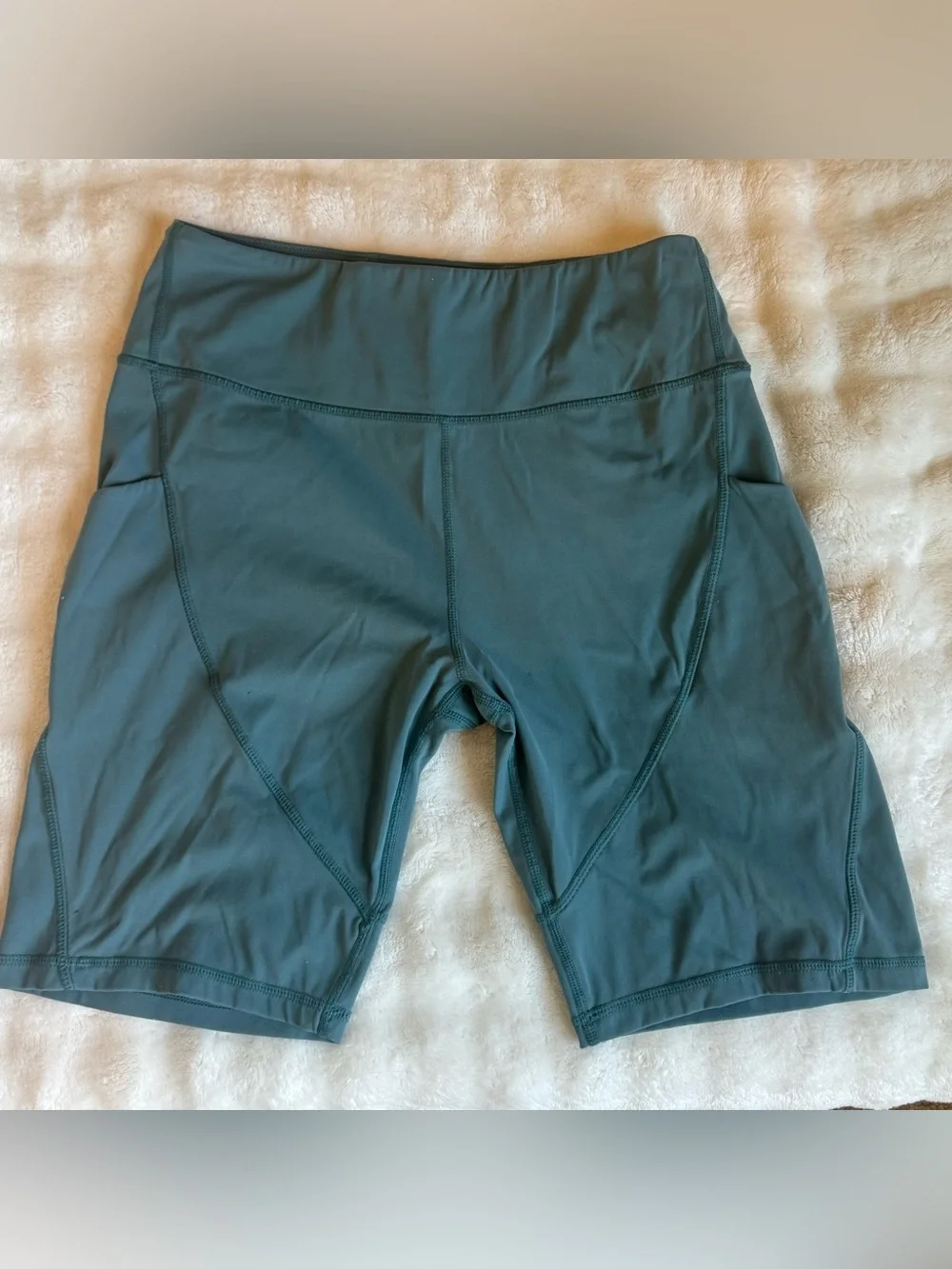 Teal | High Waisted | Biker Shorts with Pockets Athletic Yoga Shorts